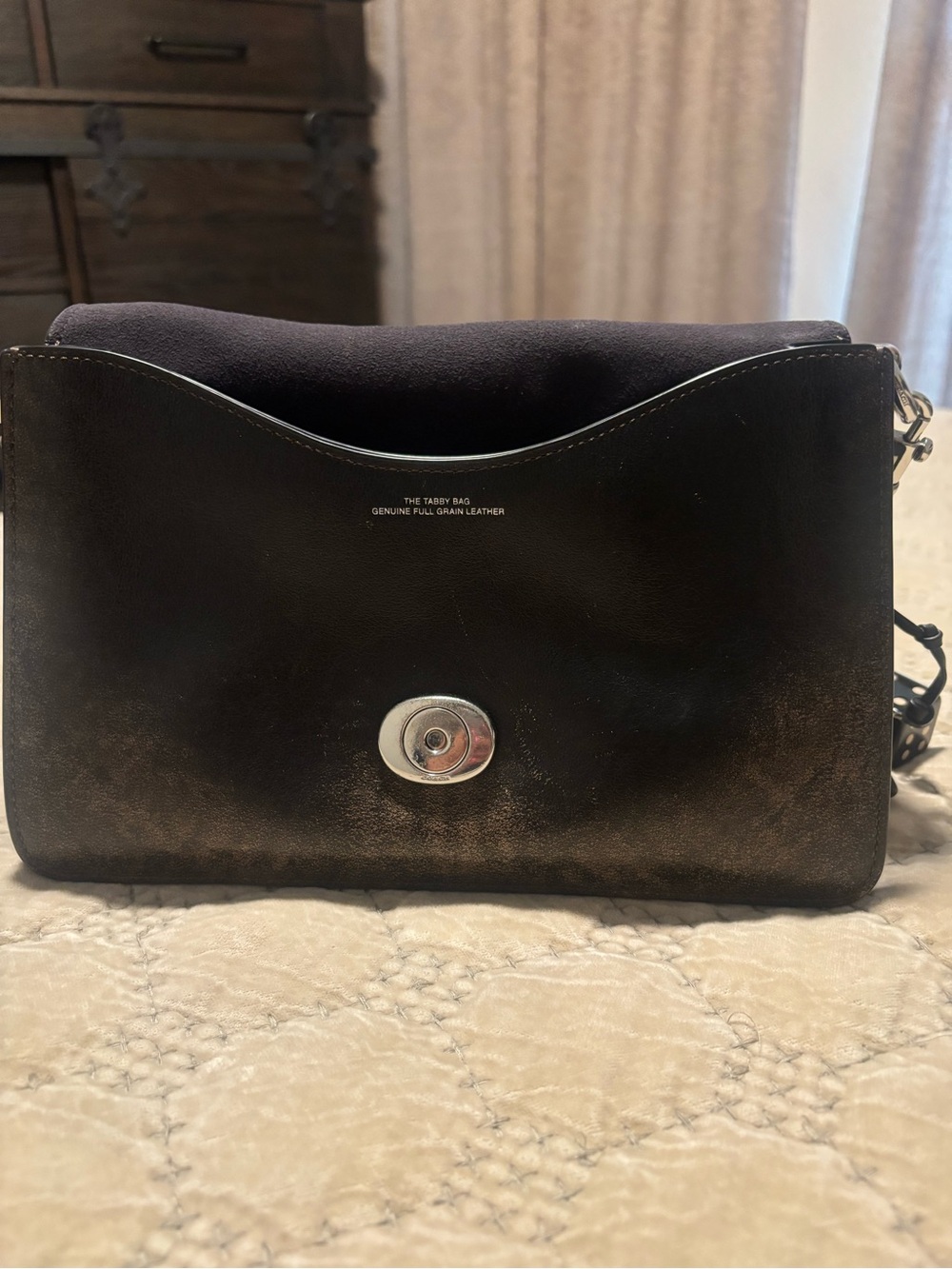 Coach Metallic Black Leather Shoulder Bag with Silver Chain - Picture 6 of 6